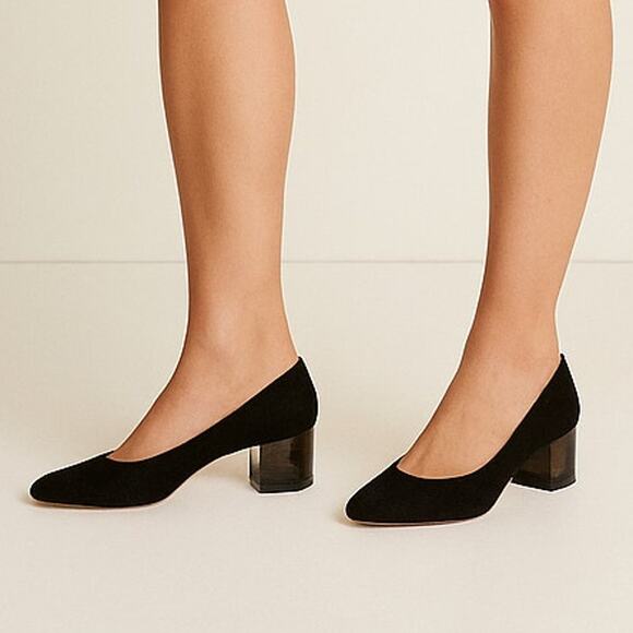 J.Crew SZ 8 Lucite Block Heel & Black Suede Pumps F5959 NEW $218 - Picture 1 of 10